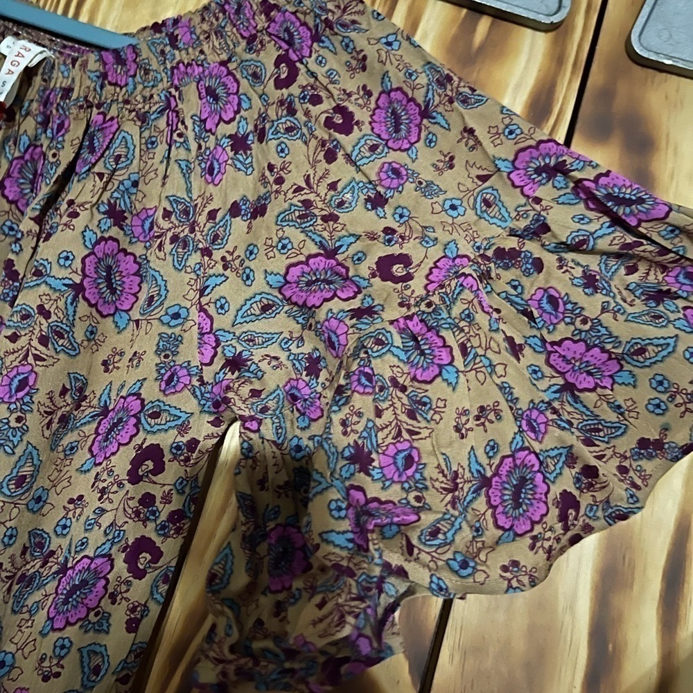 Boho style Raga Anthropologie Floral Off Shoulder Bell Sleeve Jumpsuit S NEW - Picture 4 of 7